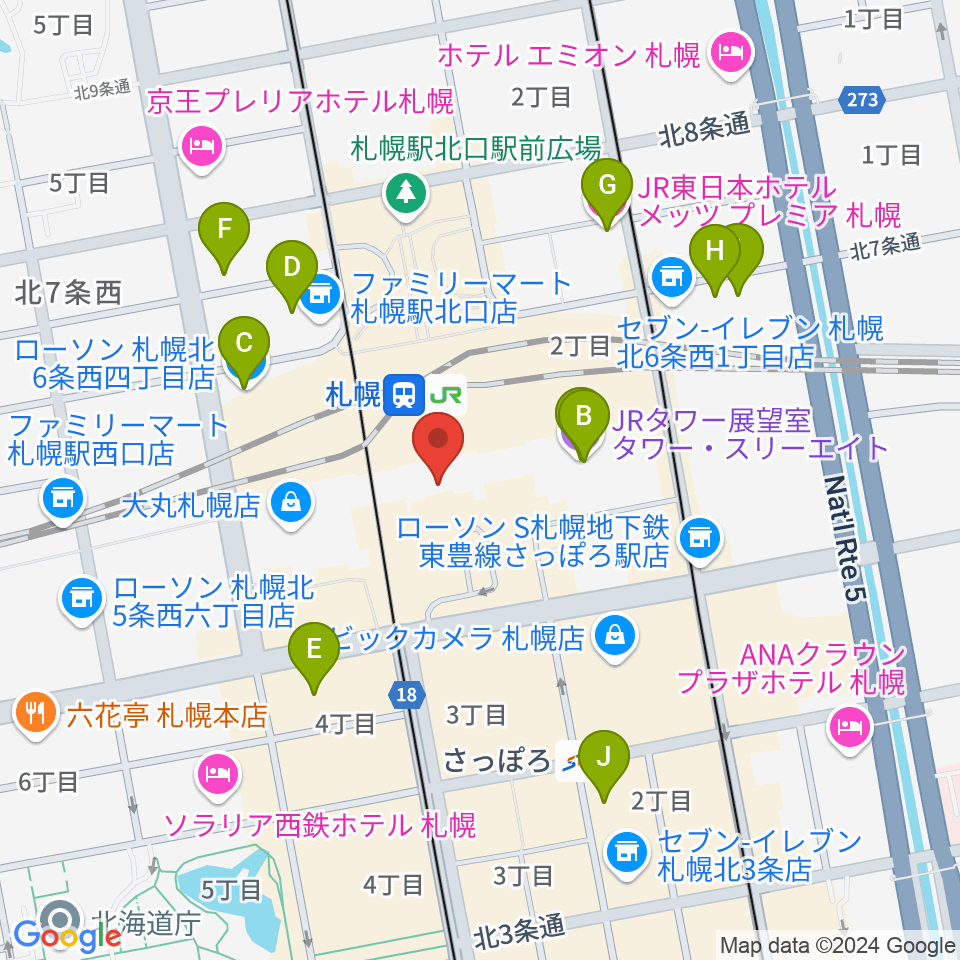 札幌シネマフロンティア周辺のホテル一覧地図