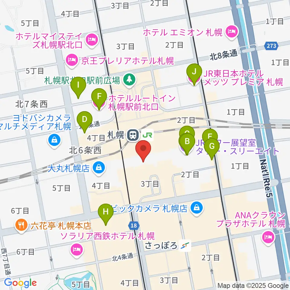 札幌シネマフロンティア周辺のホテル一覧地図