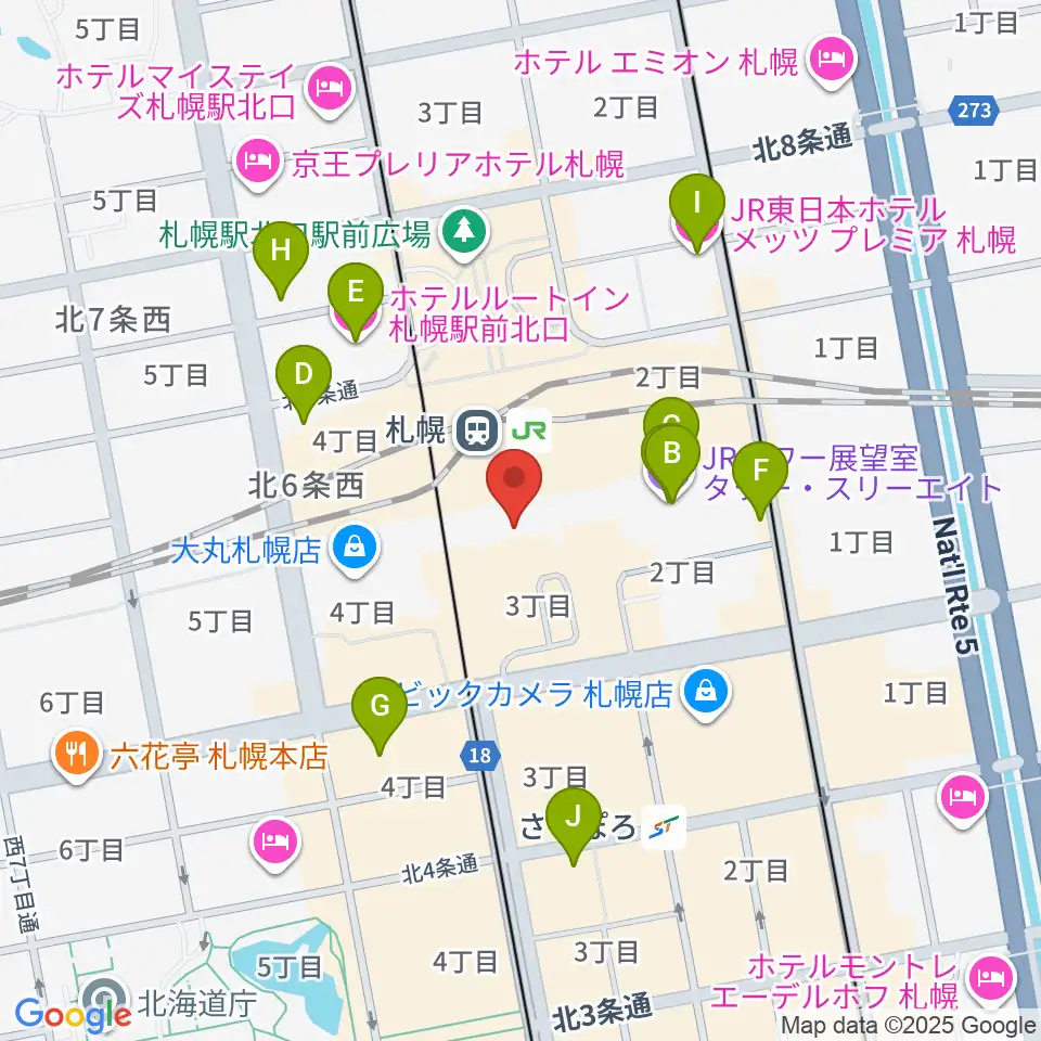 札幌シネマフロンティア周辺のホテル一覧地図