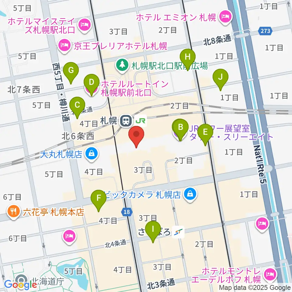 札幌シネマフロンティア周辺のホテル一覧地図