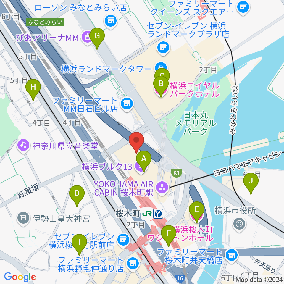 横浜ブルク13周辺のホテル一覧地図