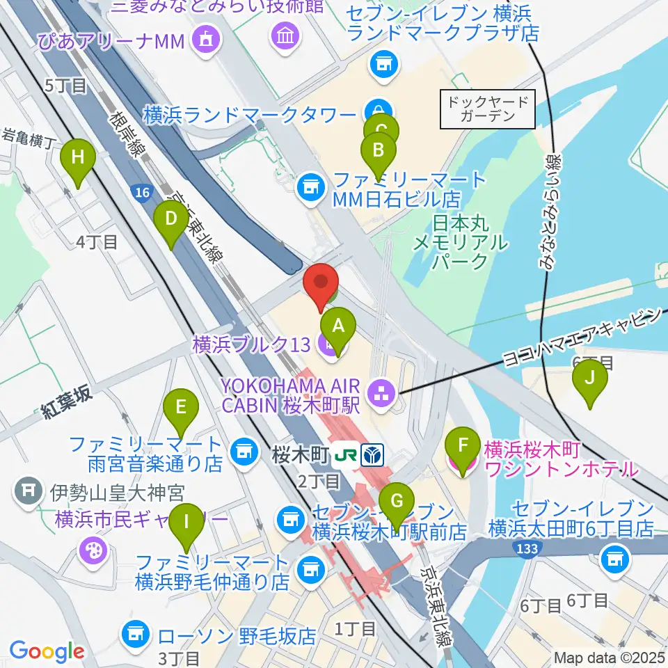 横浜ブルク13周辺のホテル一覧地図