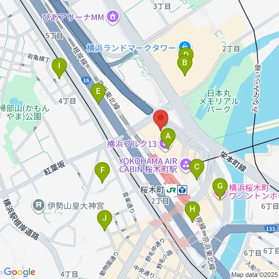 横浜ブルク13周辺のホテル一覧地図