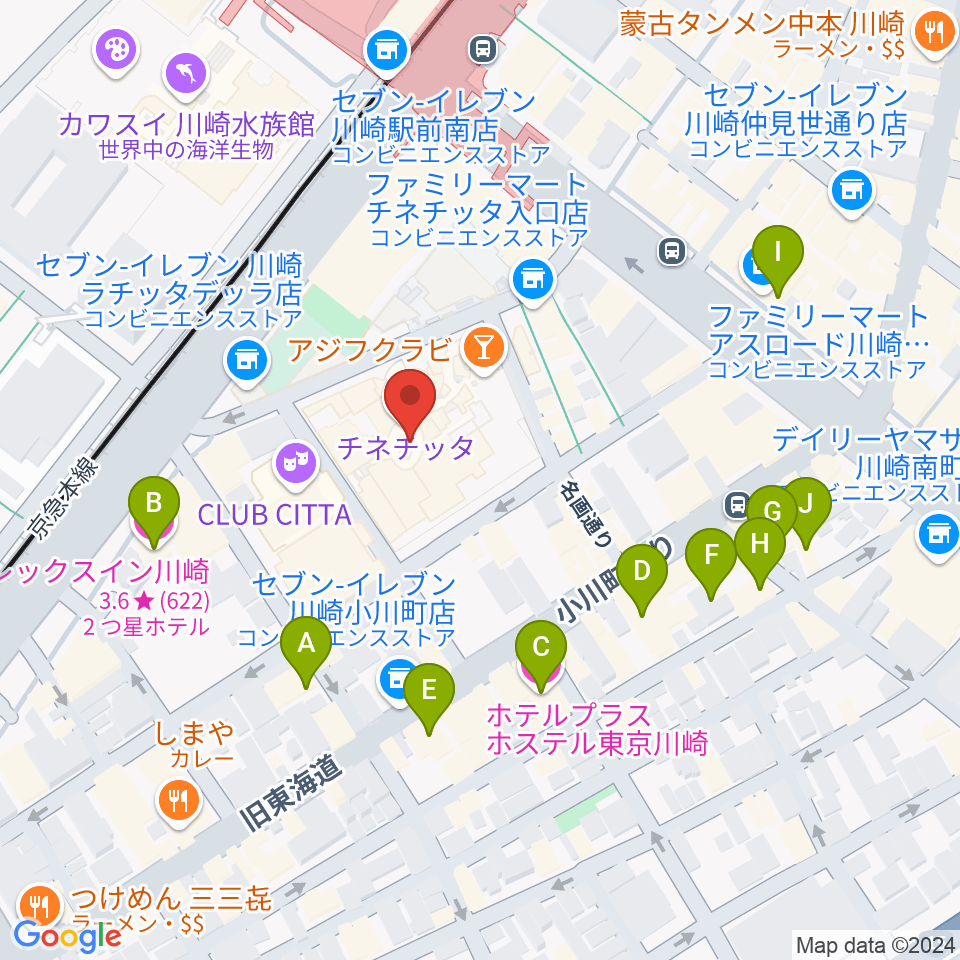 チネチッタ周辺のホテル一覧地図