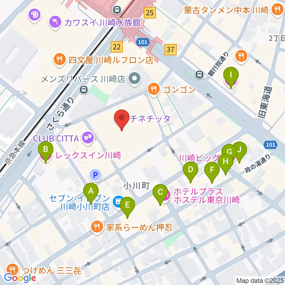 チネチッタ周辺のホテル一覧地図