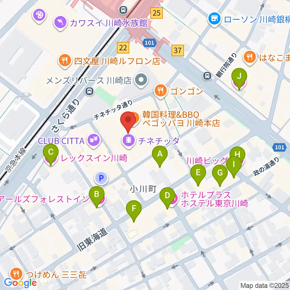 チネチッタ周辺のホテル一覧地図