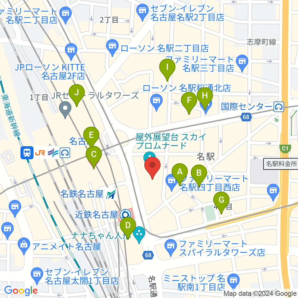ミッドランドスクエアシネマ周辺のホテル一覧地図