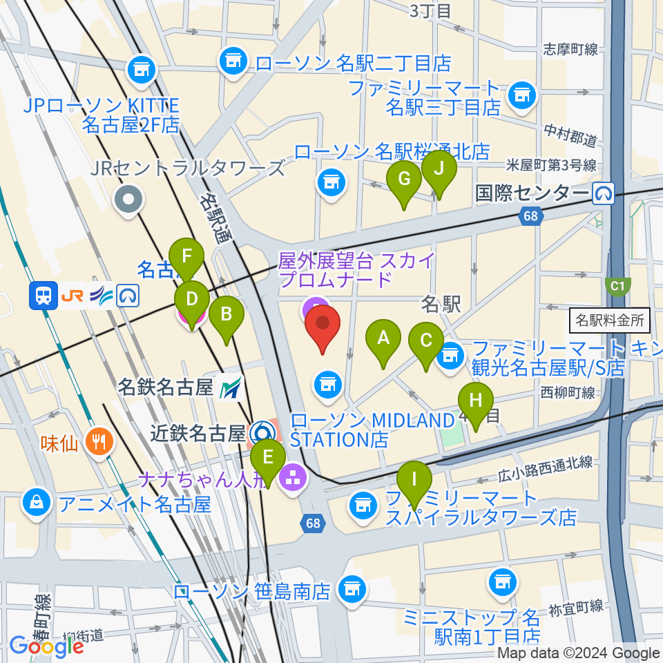 ミッドランドスクエアシネマ周辺のホテル一覧地図