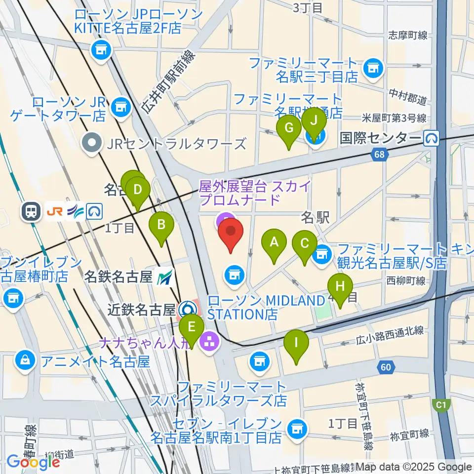 ミッドランドスクエアシネマ周辺のホテル一覧地図