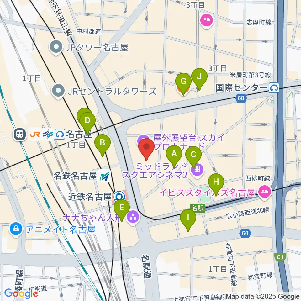 ミッドランドスクエアシネマ周辺のホテル一覧地図