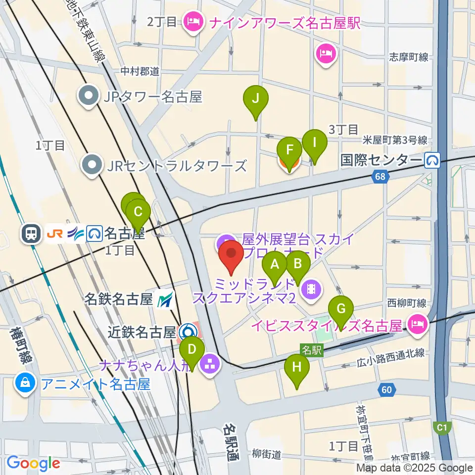 ミッドランドスクエアシネマ周辺のホテル一覧地図