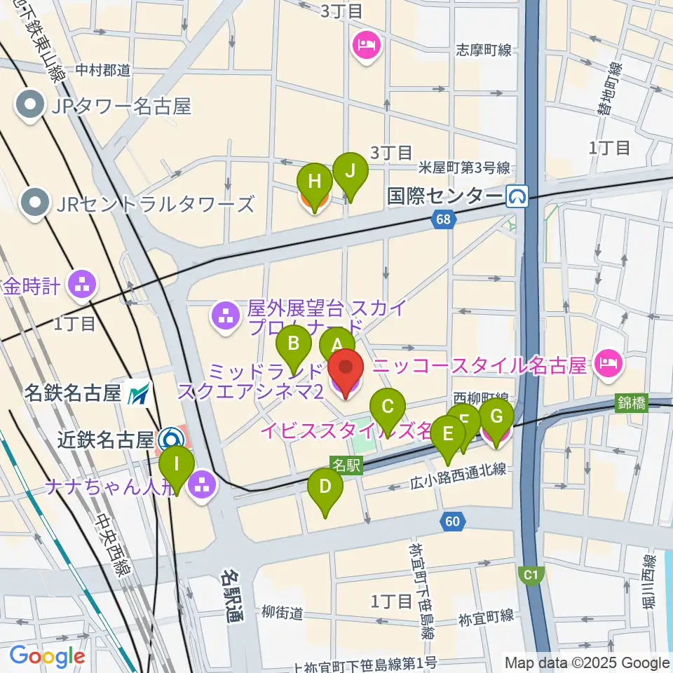 ミッドランドスクエアシネマ2周辺のホテル一覧地図