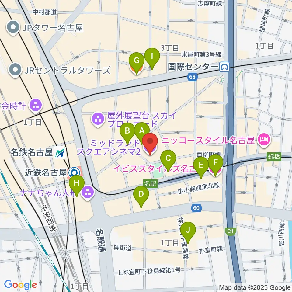 ミッドランドスクエア・シネマ2周辺のホテル一覧地図
