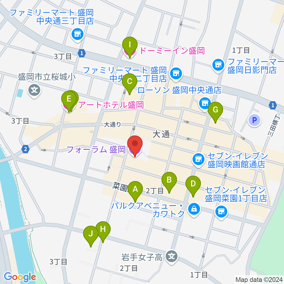 フォーラム盛岡周辺のホテル一覧地図