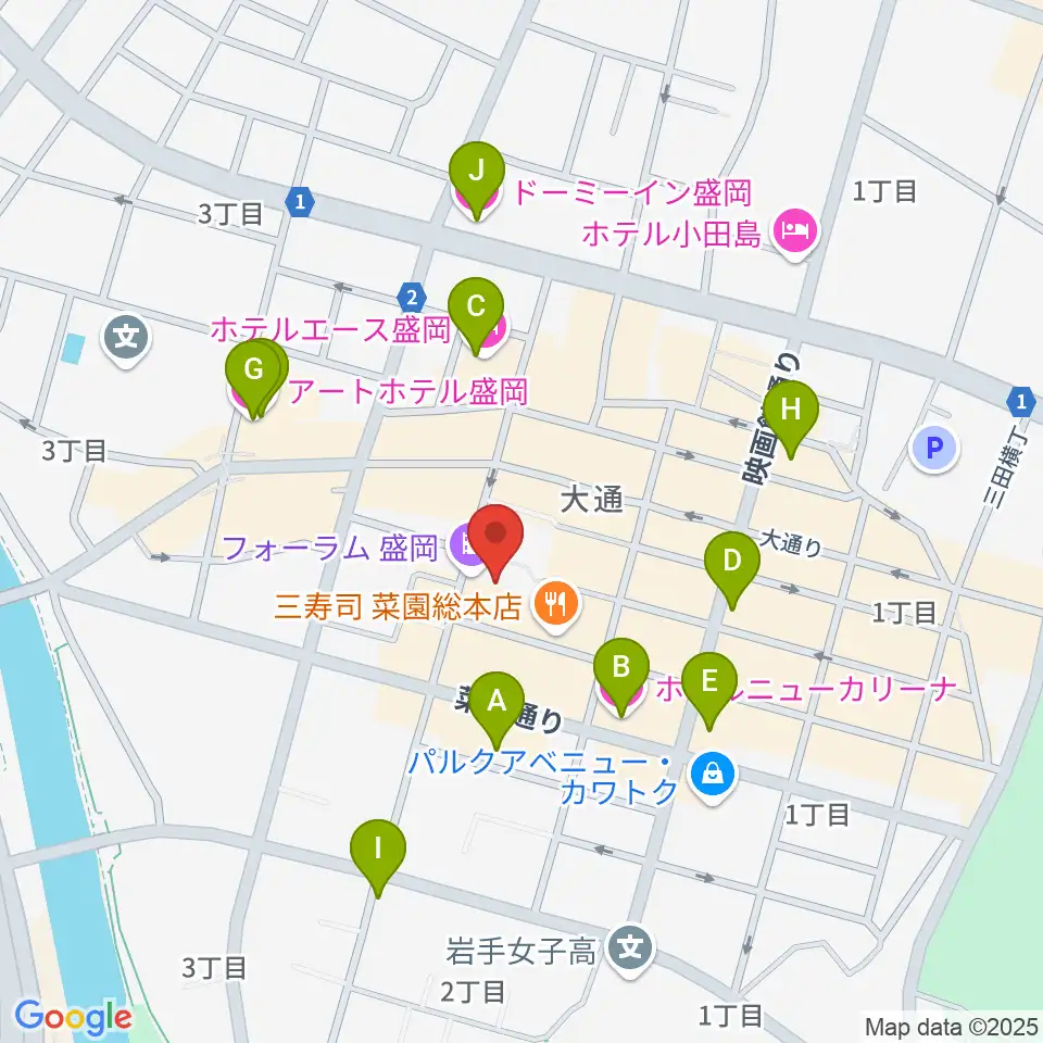 フォーラム盛岡周辺のホテル一覧地図