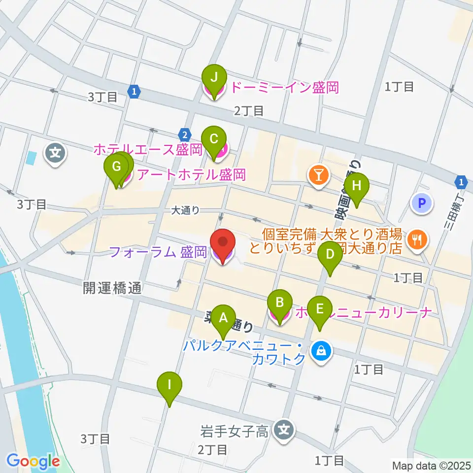 フォーラム盛岡周辺のホテル一覧地図