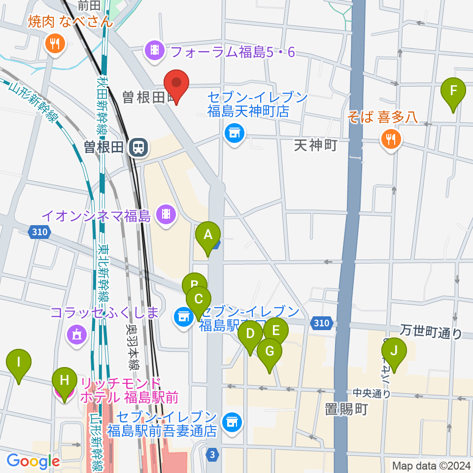 フォーラム福島周辺のホテル一覧地図