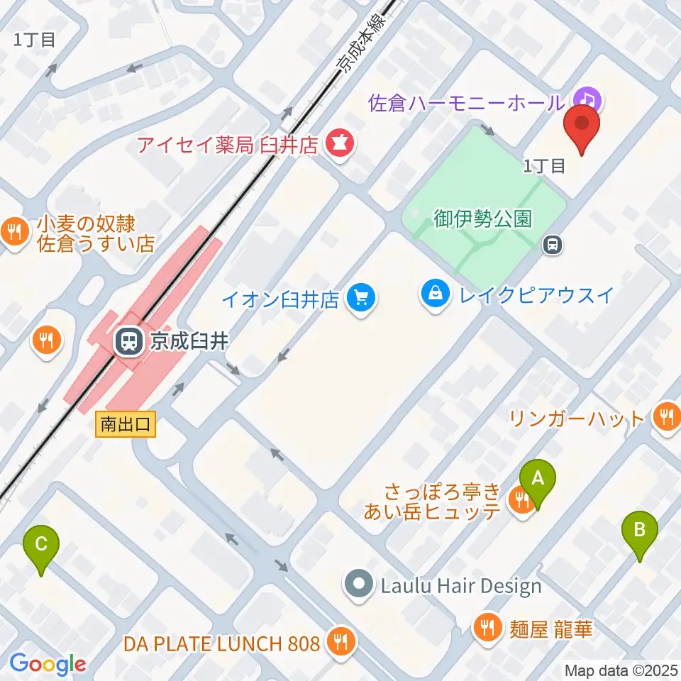 佐倉ハーモニーホール周辺のホテル一覧地図