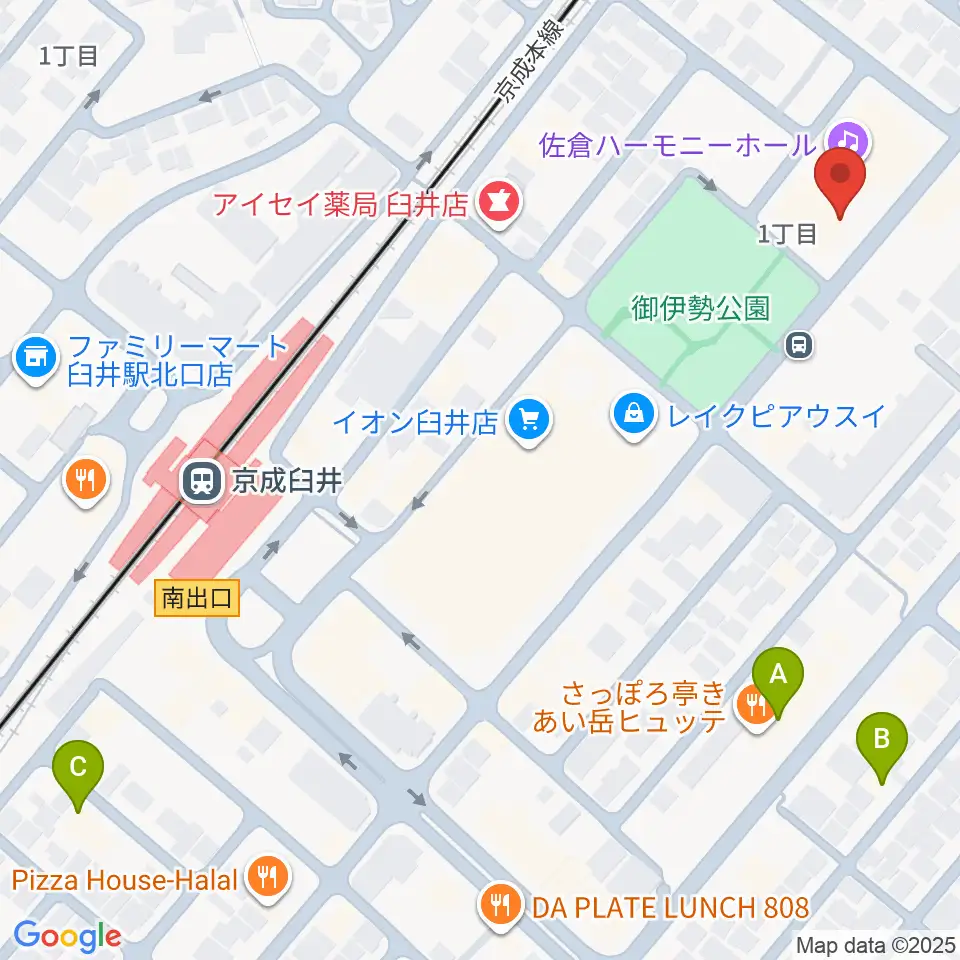 佐倉ハーモニーホール周辺のホテル一覧地図