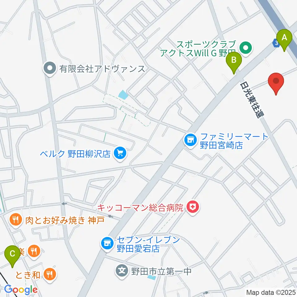 野田ガスホール周辺のホテル一覧地図