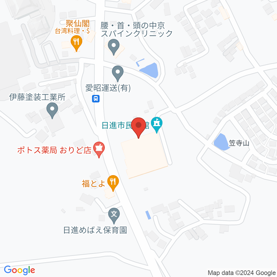 日進市民会館周辺のホテル一覧地図