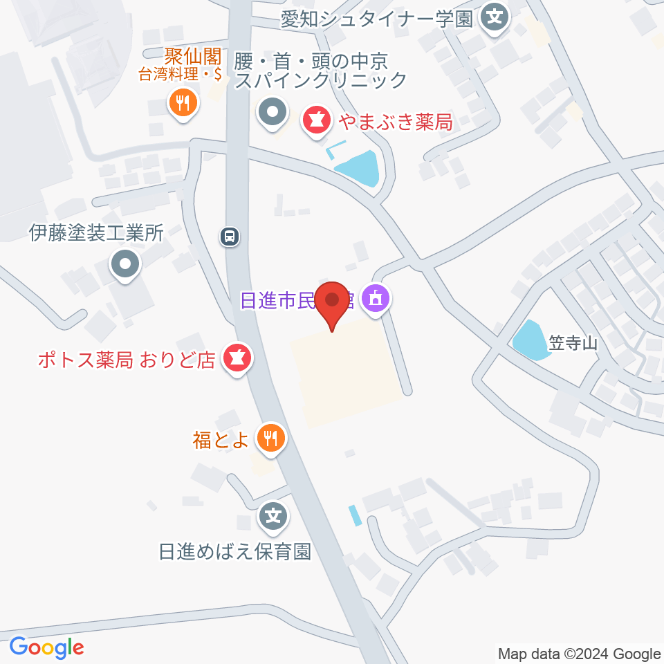 日進市民会館周辺のホテル一覧地図