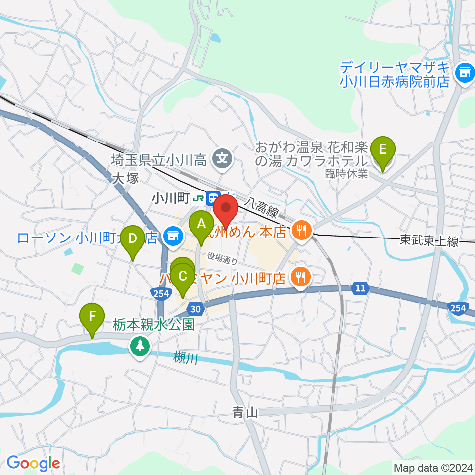 小川町民会館 リリックおがわ周辺のホテル一覧地図