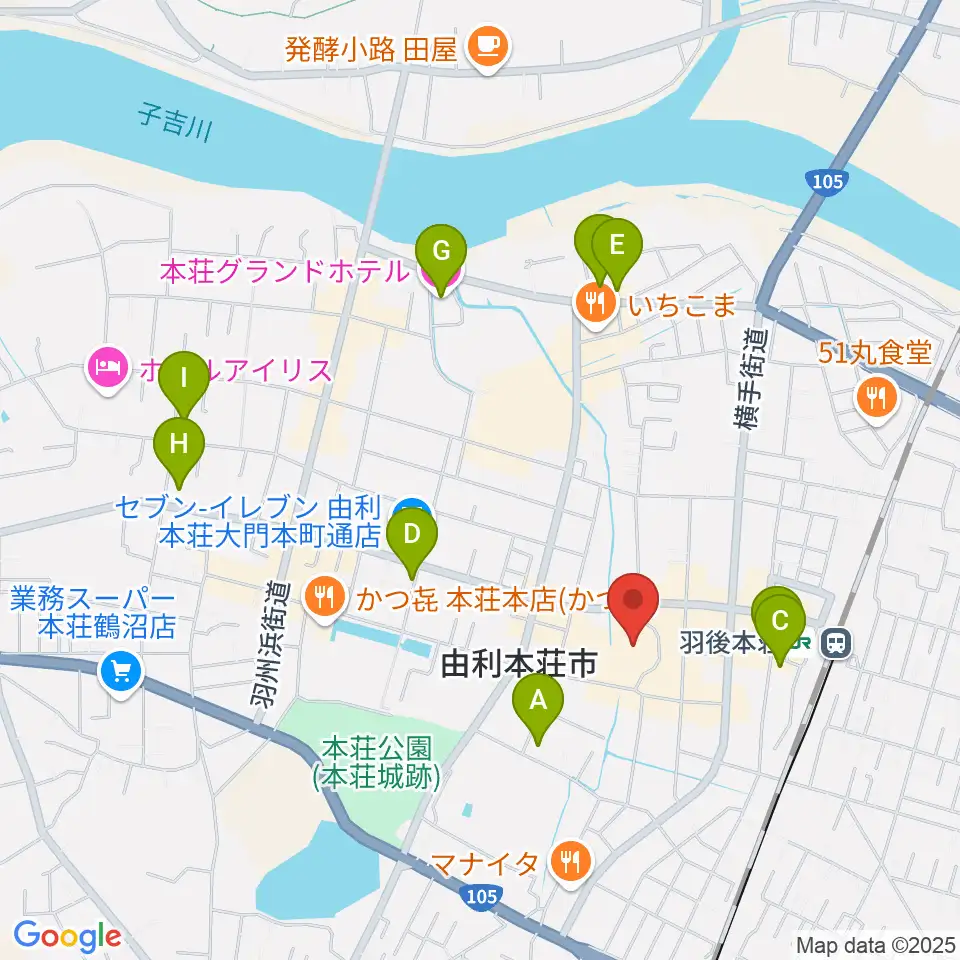 由利本荘市文化交流館カダーレ周辺のホテル一覧地図