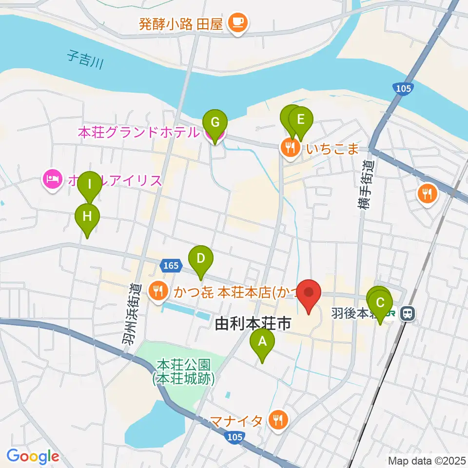 由利本荘市文化交流館カダーレ周辺のホテル一覧地図