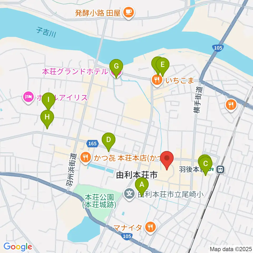 由利本荘市文化交流館カダーレ周辺のホテル一覧地図