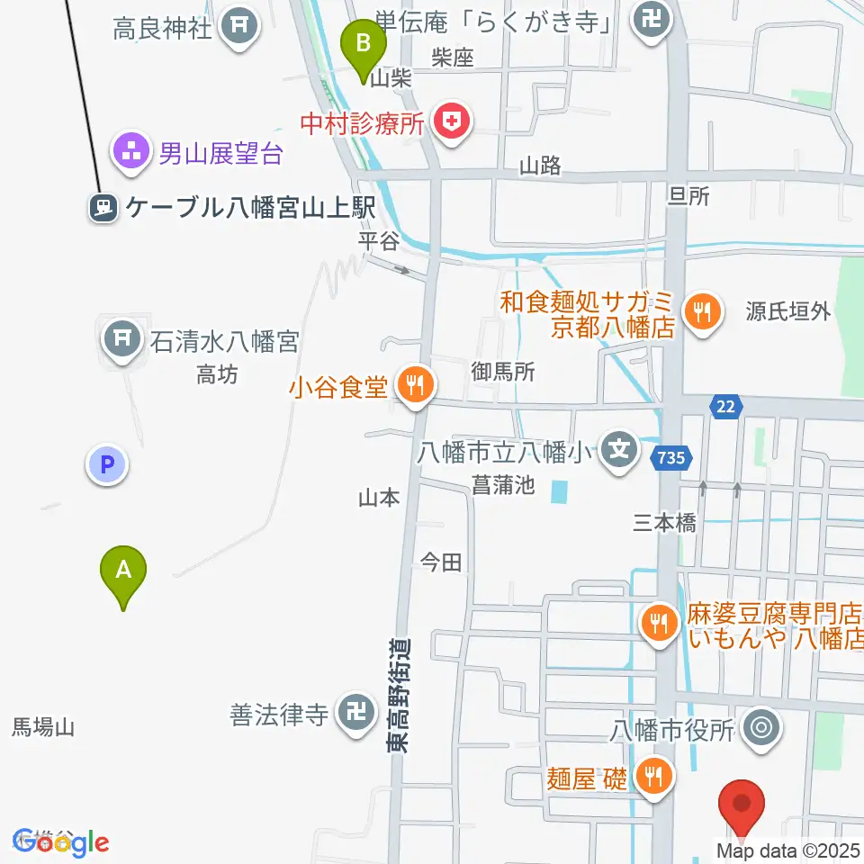 八幡市文化センター周辺のホテル一覧地図
