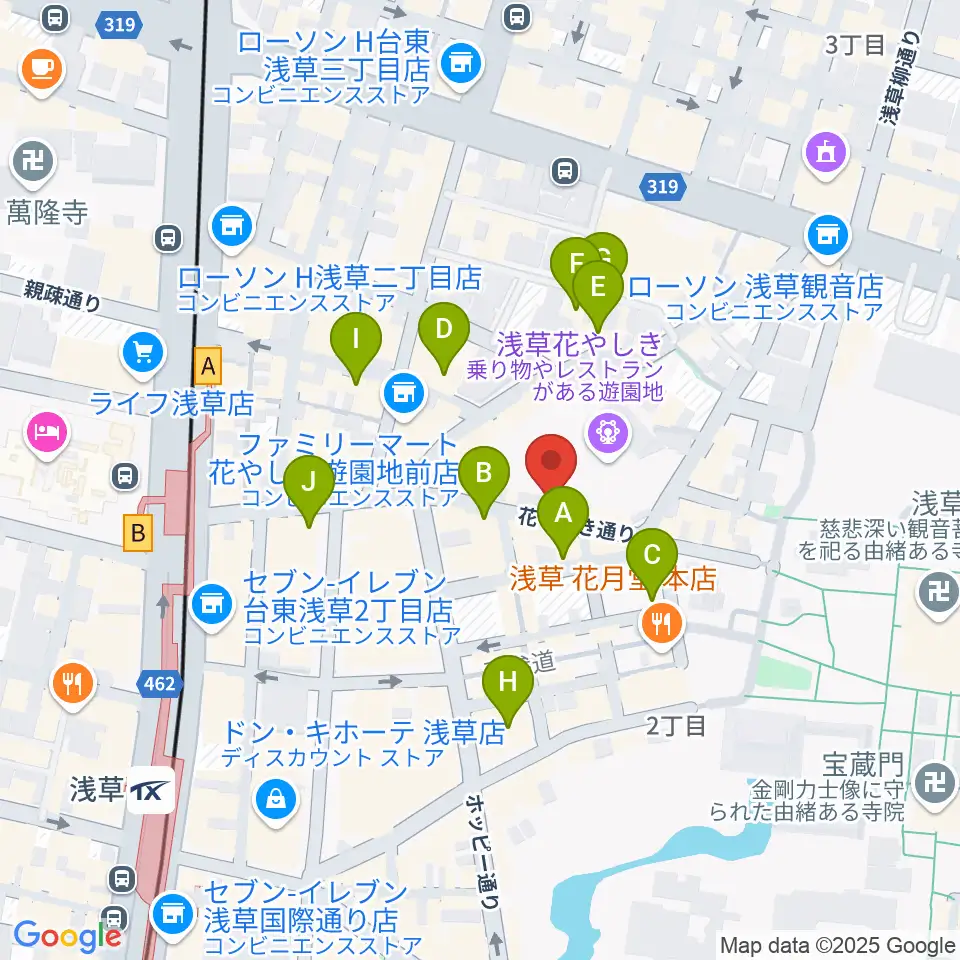 浅草花劇場周辺のホテル一覧地図