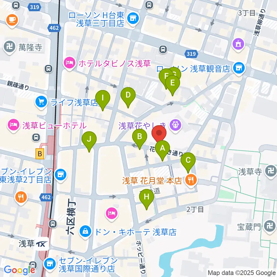 浅草花劇場周辺のホテル一覧地図