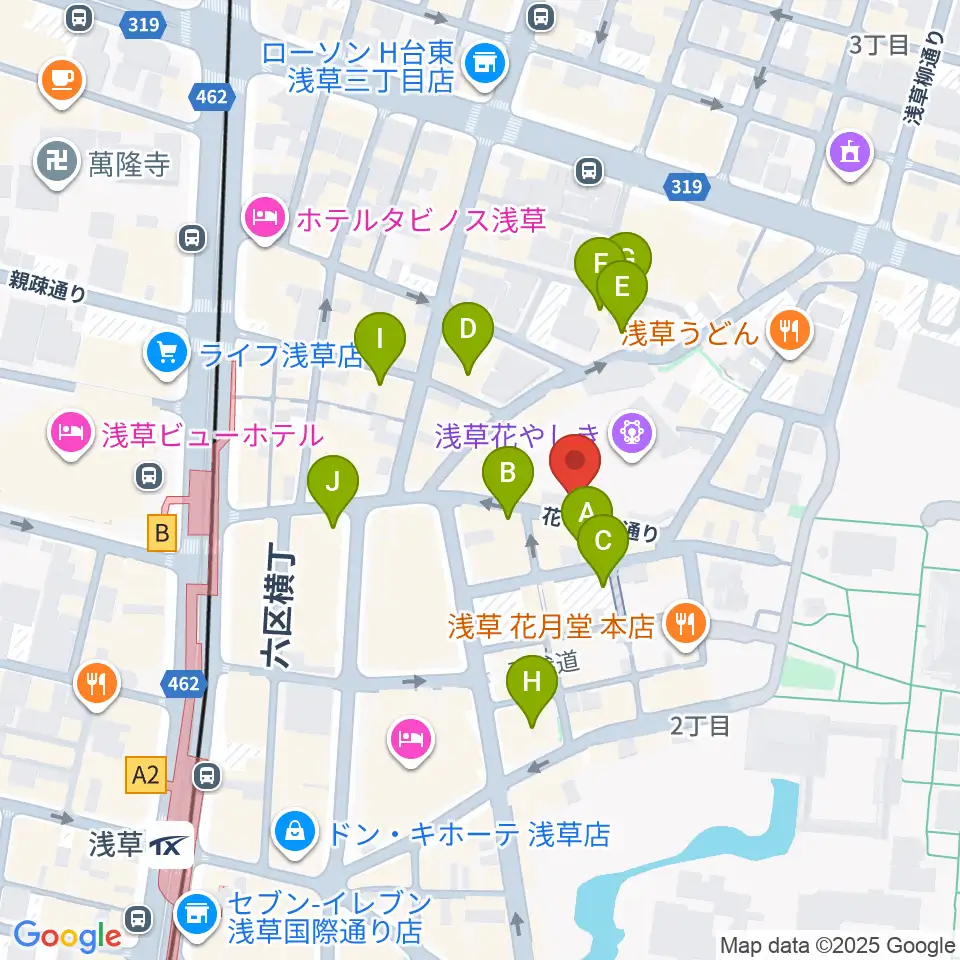 浅草花劇場周辺のホテル一覧地図