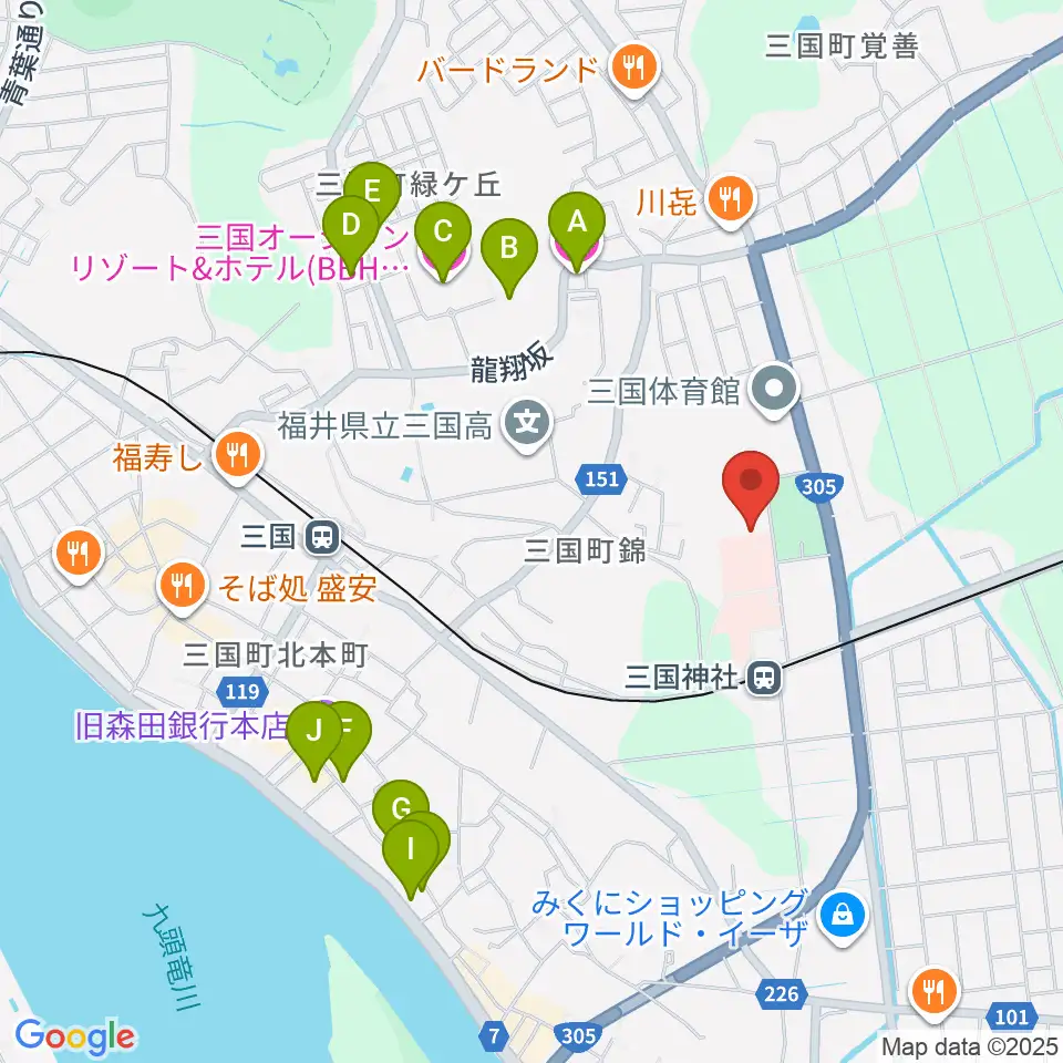 みくに未来ホール周辺のホテル一覧地図