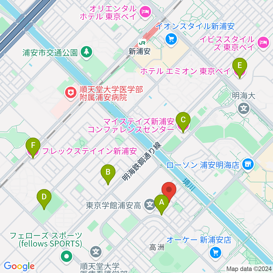 空、奏で　音楽教室周辺のホテル一覧地図