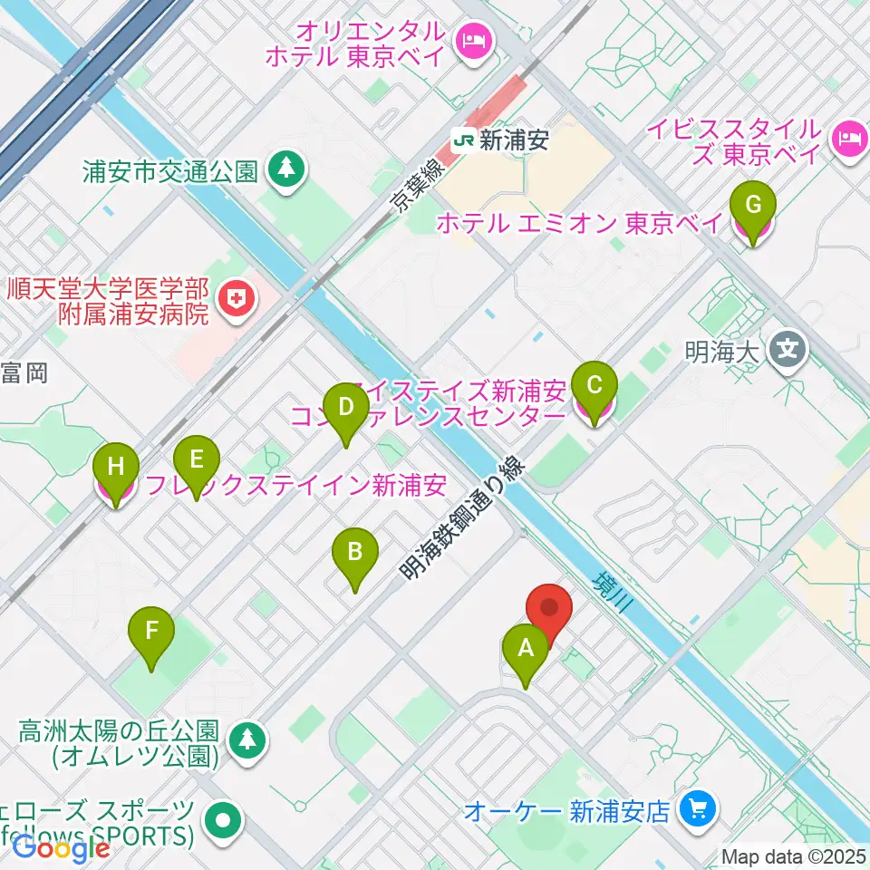 空、奏で　音楽教室周辺のホテル一覧地図
