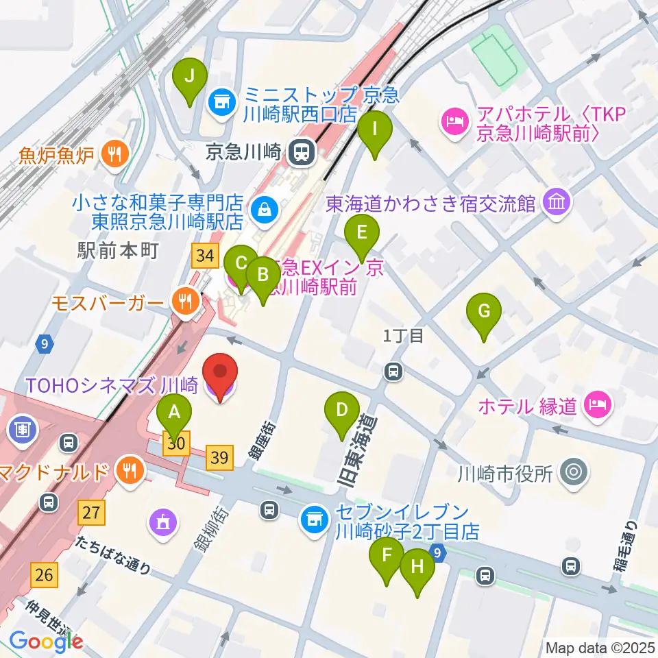 TOHOシネマズ川崎周辺のホテル一覧地図