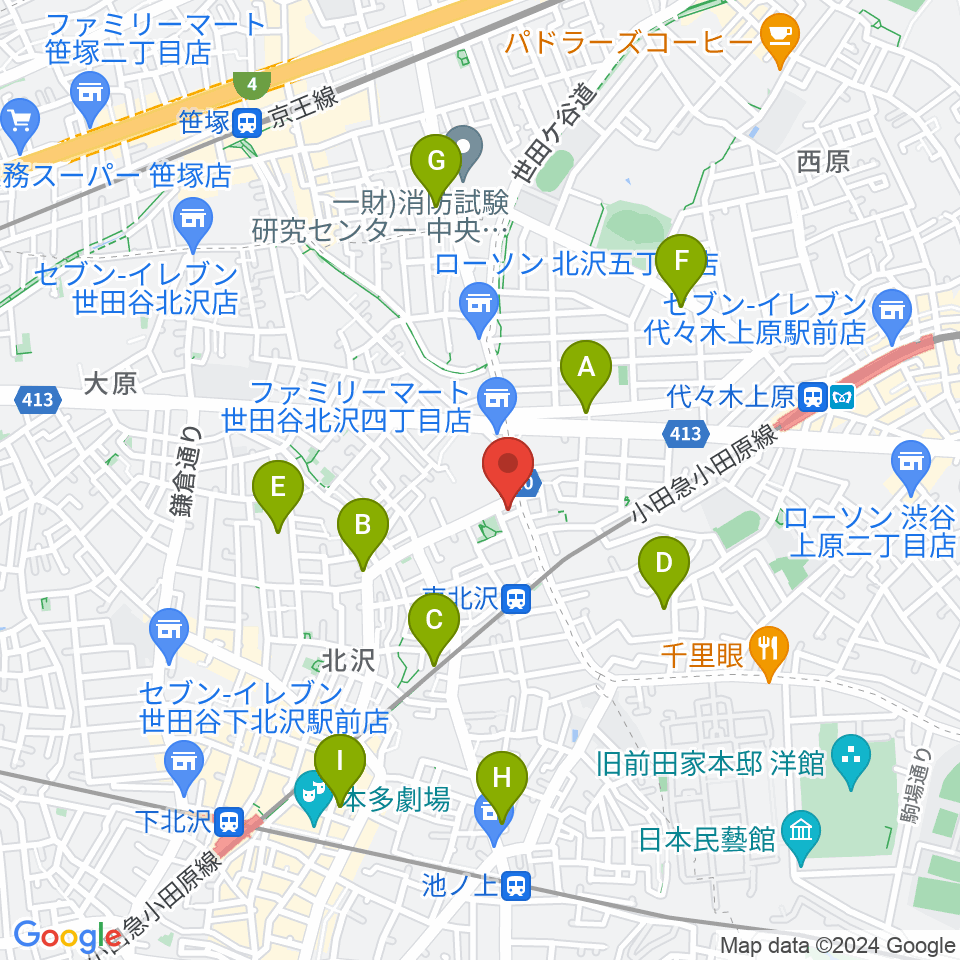 北沢三丁目スタジオ周辺のホテル一覧地図