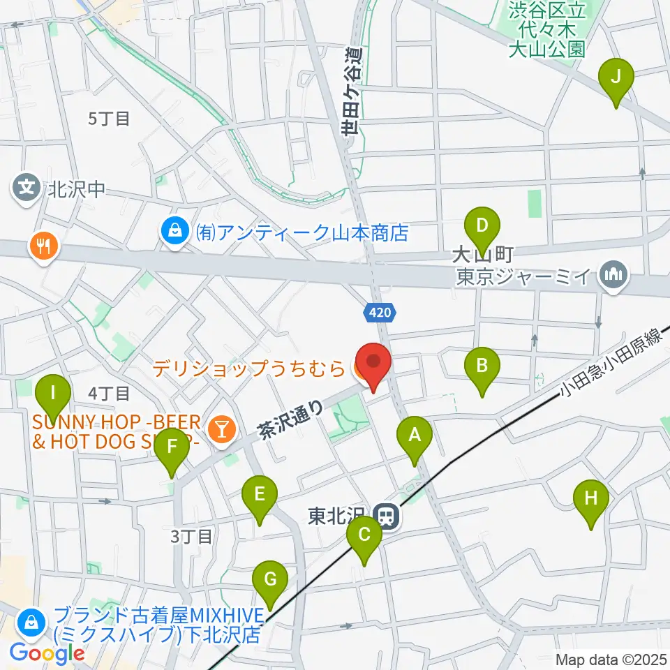 北沢三丁目スタジオ周辺のホテル一覧地図