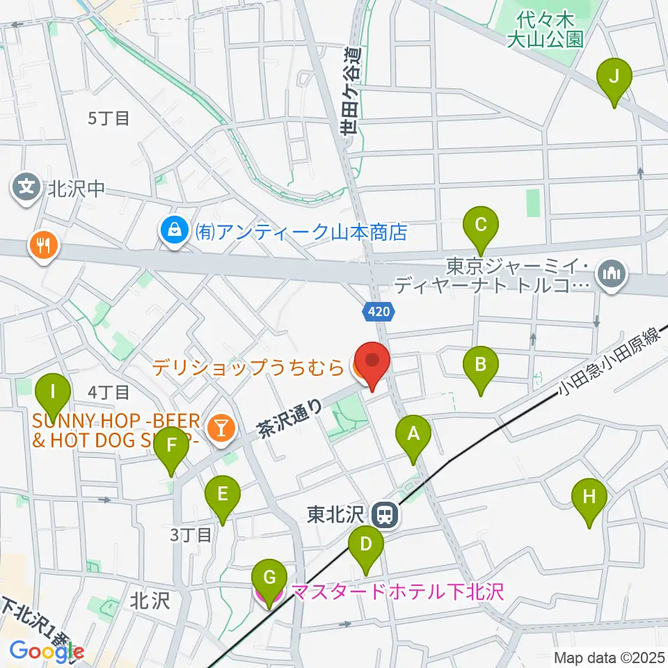 北沢三丁目スタジオ周辺のホテル一覧地図