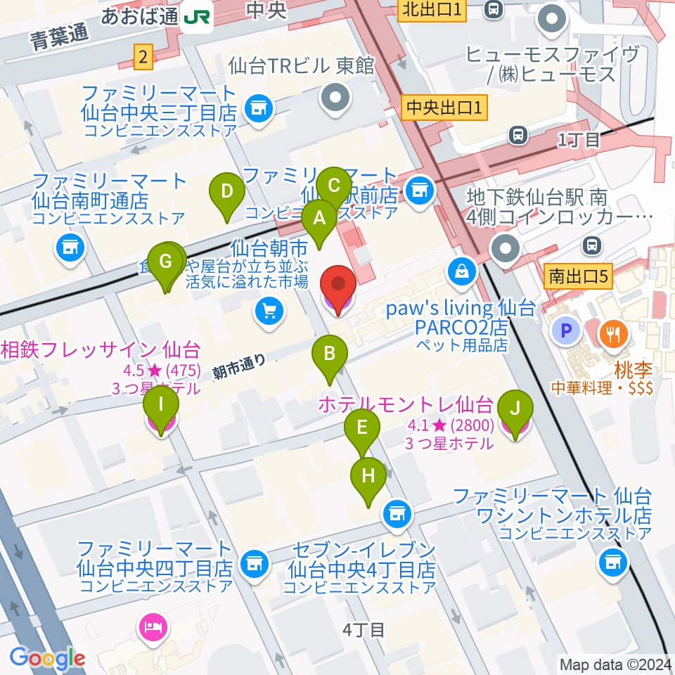 TOHOシネマズ仙台周辺のホテル一覧地図