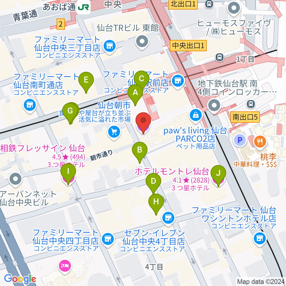 TOHOシネマズ仙台周辺のホテル一覧地図