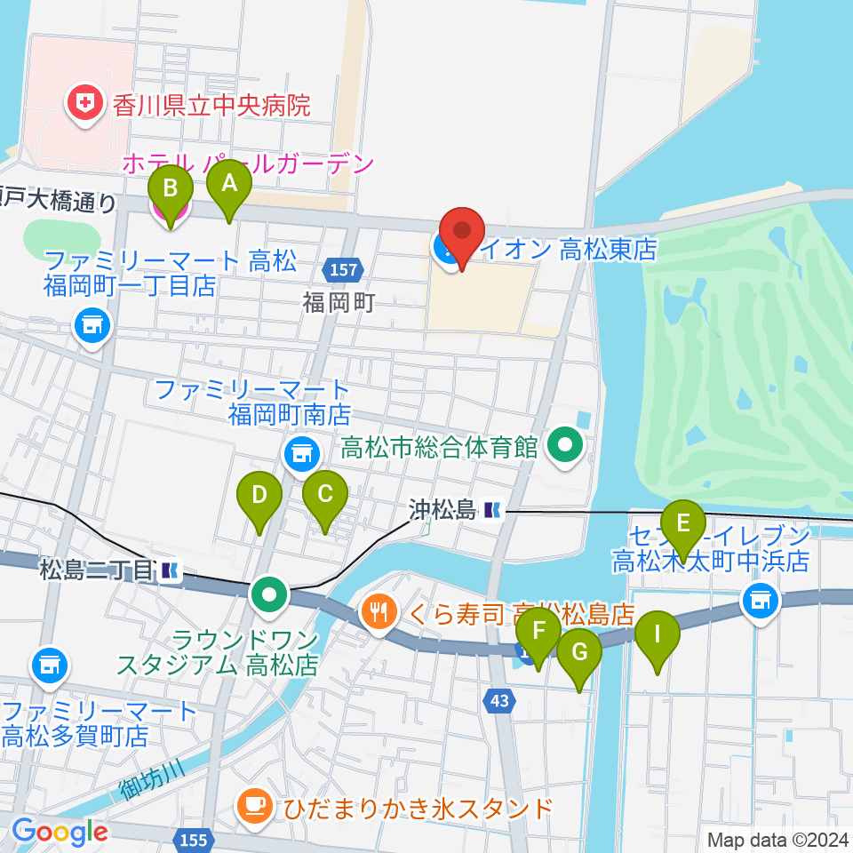 イオンシネマ高松東周辺のホテル一覧地図