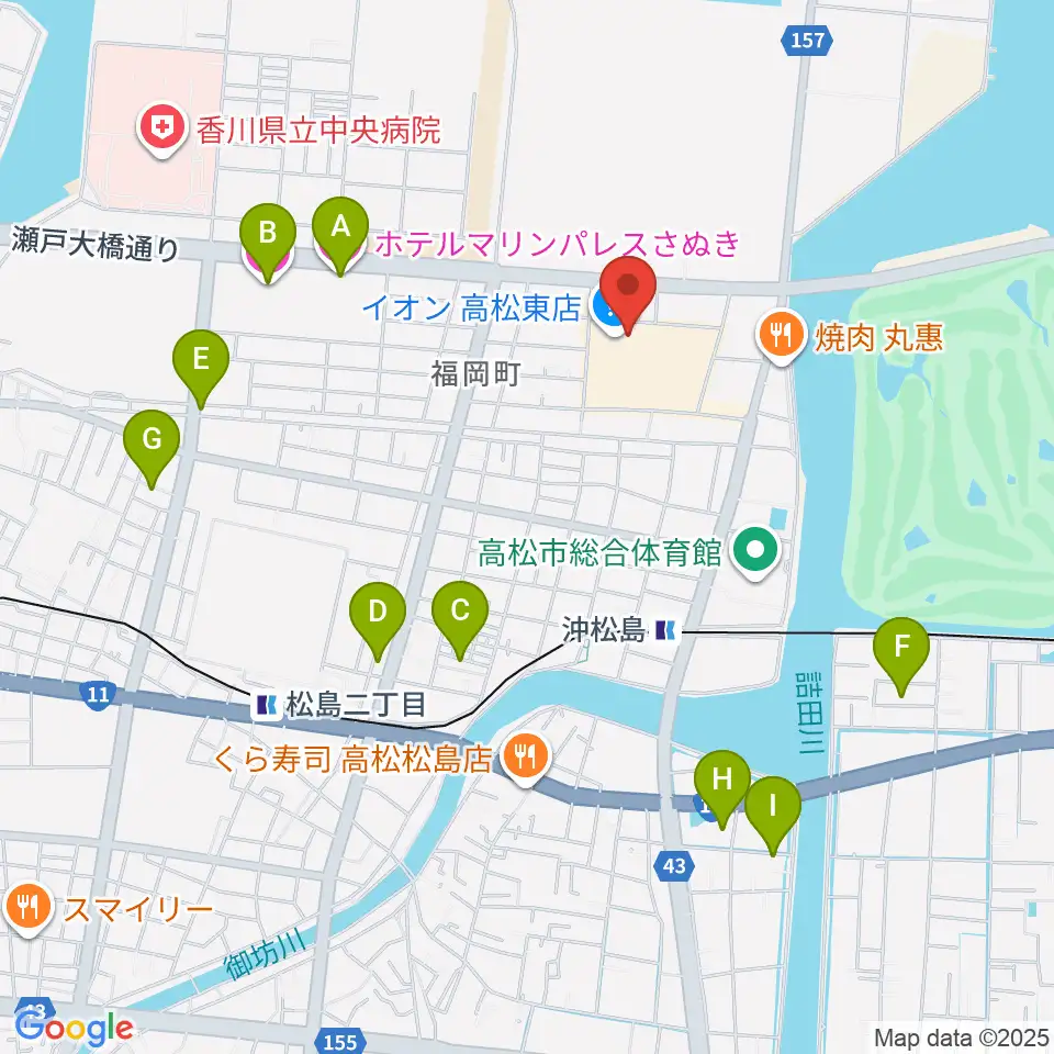 イオンシネマ高松東周辺のホテル一覧地図