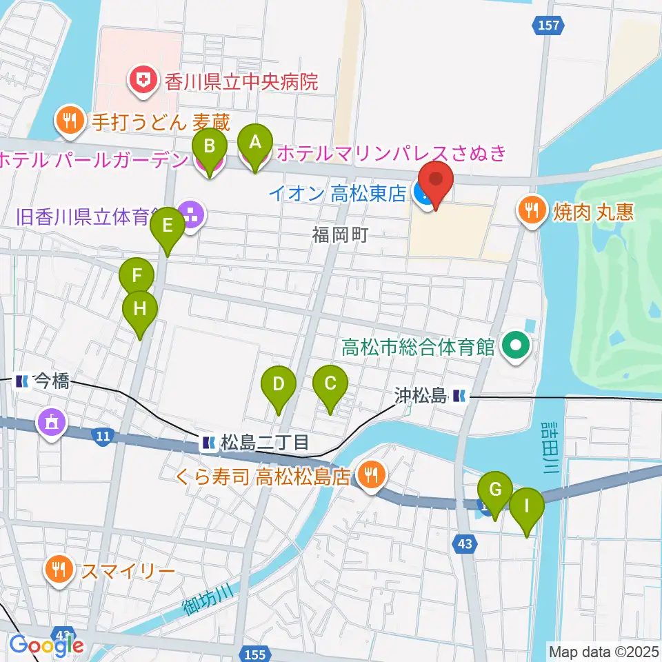 イオンシネマ高松東周辺のホテル一覧地図