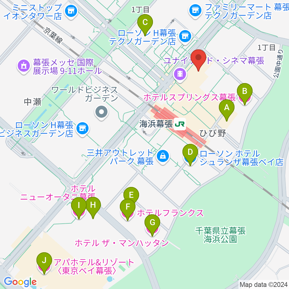 ユナイテッド・シネマ幕張周辺のホテル一覧地図