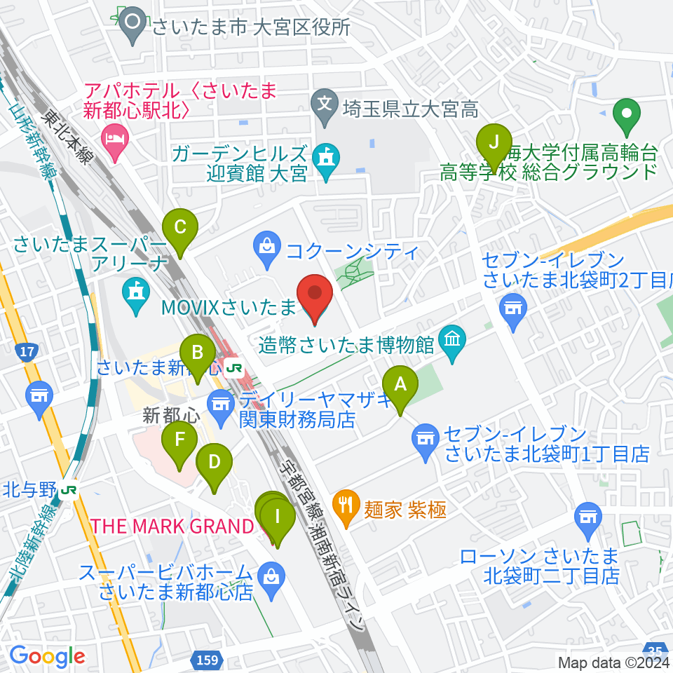 MOVIXさいたま周辺のホテル一覧地図