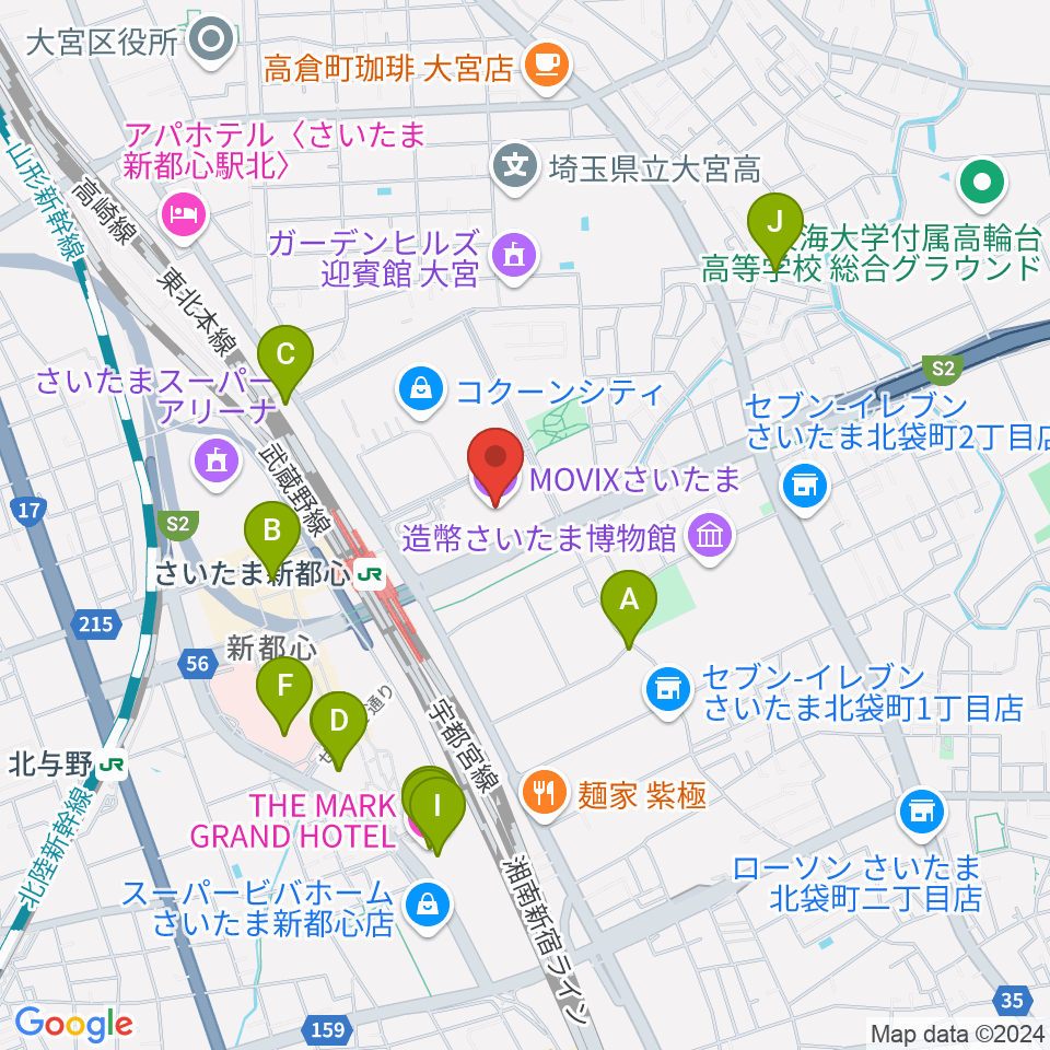 MOVIXさいたま周辺のホテル一覧地図