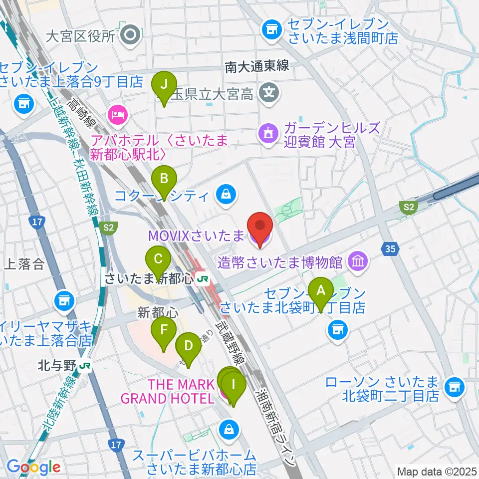MOVIXさいたま周辺のホテル一覧地図